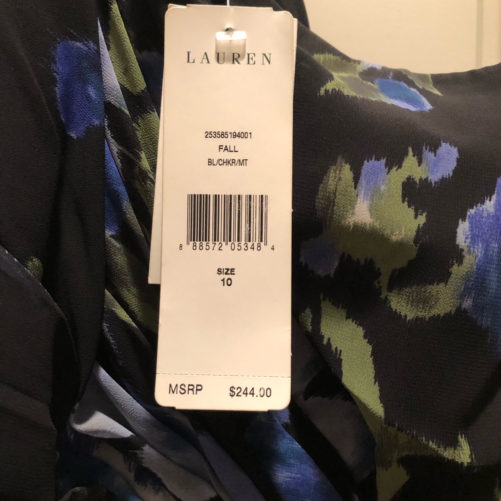 Beautiful floral print, one shoulder, Ralph Lauren formal floor length dress.